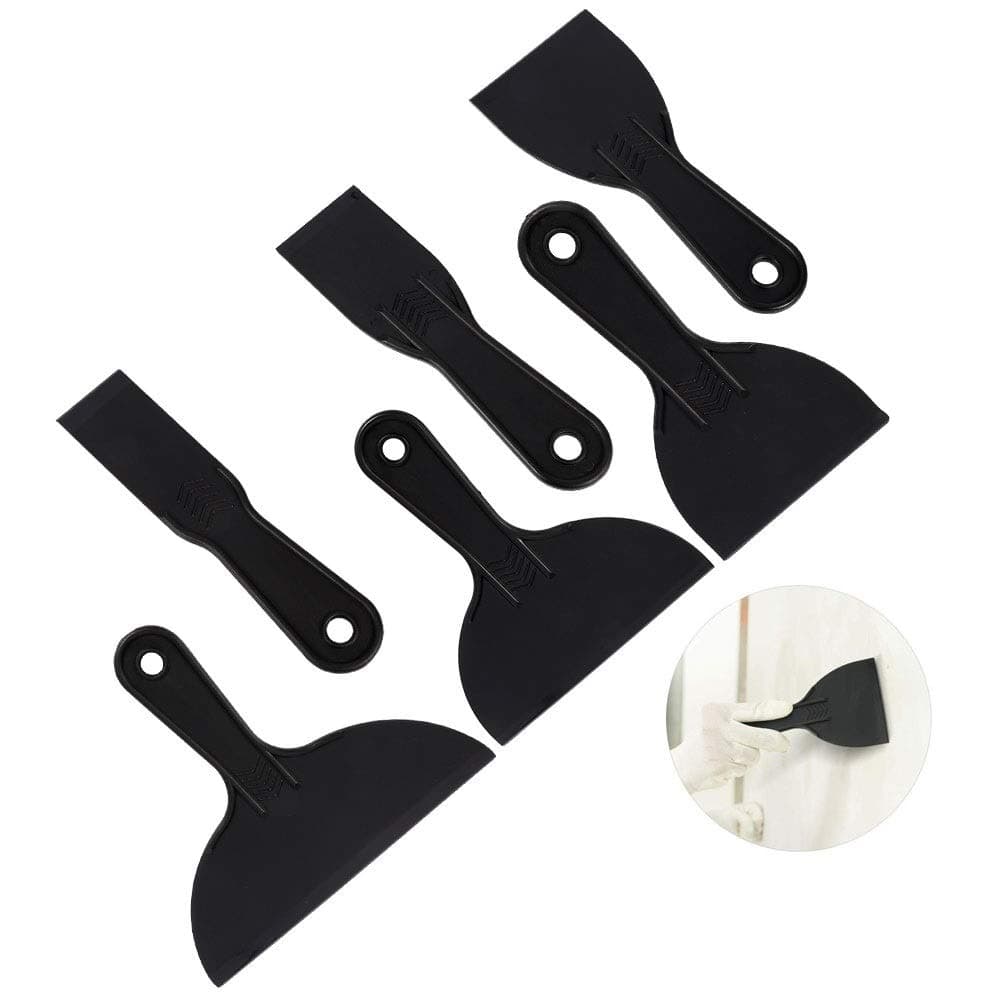 Xinzistar 6 Pieces Plastic Putty Knife Set Flexible Scraper Tool Flexible Paint Scrapers Tool for Decals, Wallpaper, Baking, Wall Patching and Painting