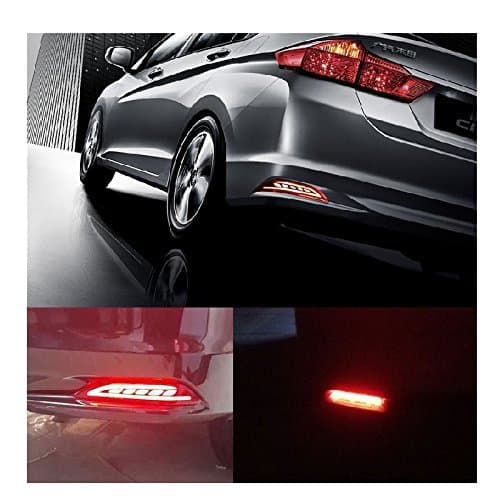 PRIKNIK Car Rear/Back Reflector LED Brake Light Bumper DRL Compatible with H-onda C-ity 2014-2016 with Wiring - (Red) - Set of 2 Pcs