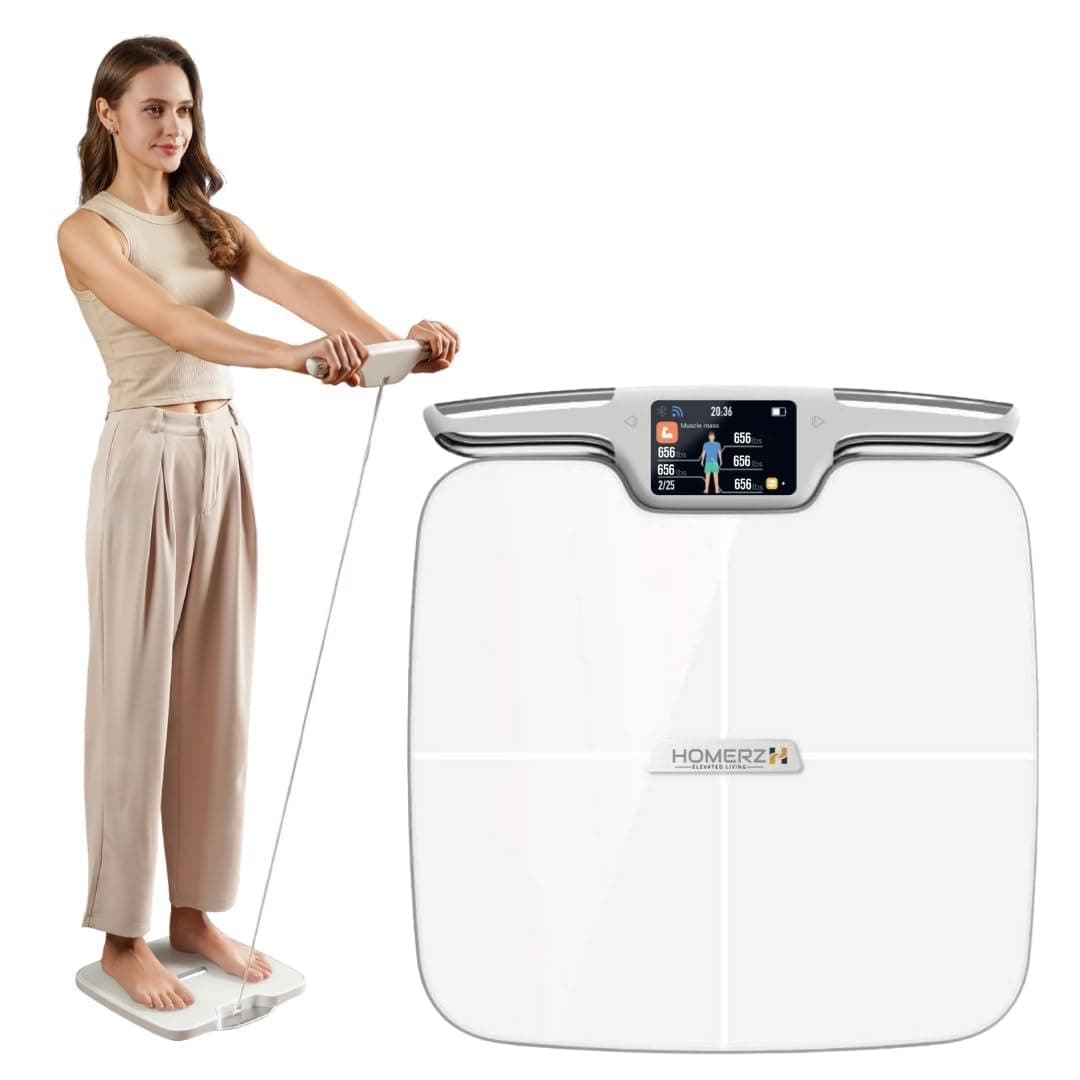 Body Fat Scale – Smart Scale with BMI, Body Fat, Muscle Mass, Full Body Composition Scale with Body Fat Analysis, Body Scan Scale with Handle, Body Scanner, Biometric Analyzer