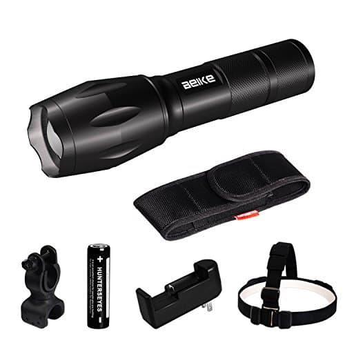 Beike 2 Pack 1000 lumens Tactical Flashlights, Super Bright Handheld Outdoor CREE LED Torch Flashlight with Adjustable Focus 5 Light Modes for Camping Hiking Emergency(AAA Batteries Included)