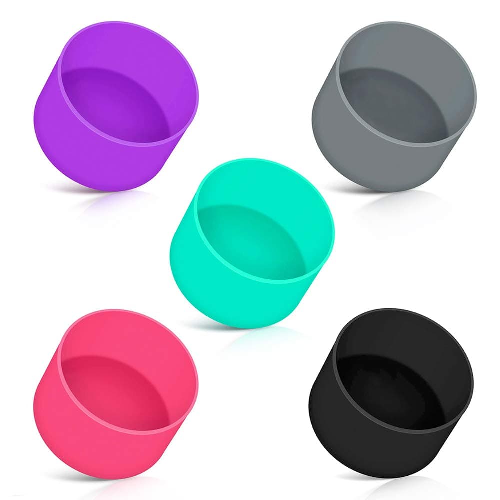 5 Pieces Protective Silicone Boot Anti-Slip Bottom Sleeve Cover Silicone Flex Boot for Sports Water Bottles for 12oz-24oz Water Bottles Accessories (5COLOR)