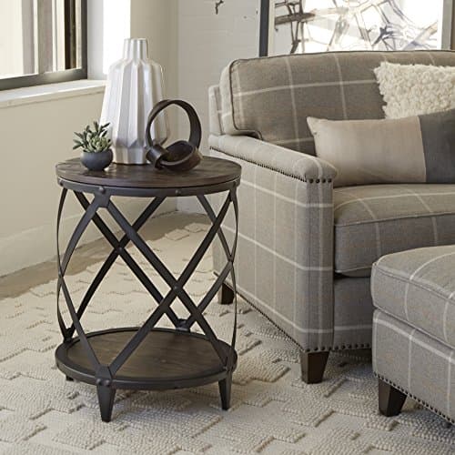 Magnussen T4044 Milford Transitional Rustic Round Accent Table in Weathered Charcoal
