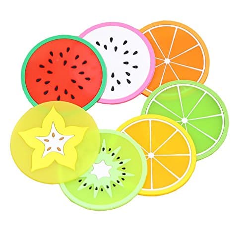 Sc0nni Fruit Slice Silicone Coaster, Non-Slip Drink Cups Pad, 14 Pack
