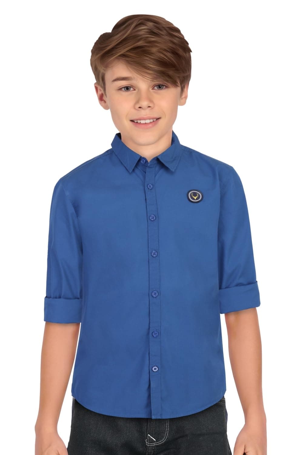 Allen Solly Boys’ Solid Shirt with Badge | Comfortable Fit, Soft Fabric, Ideal for Casual & Occasional Wear