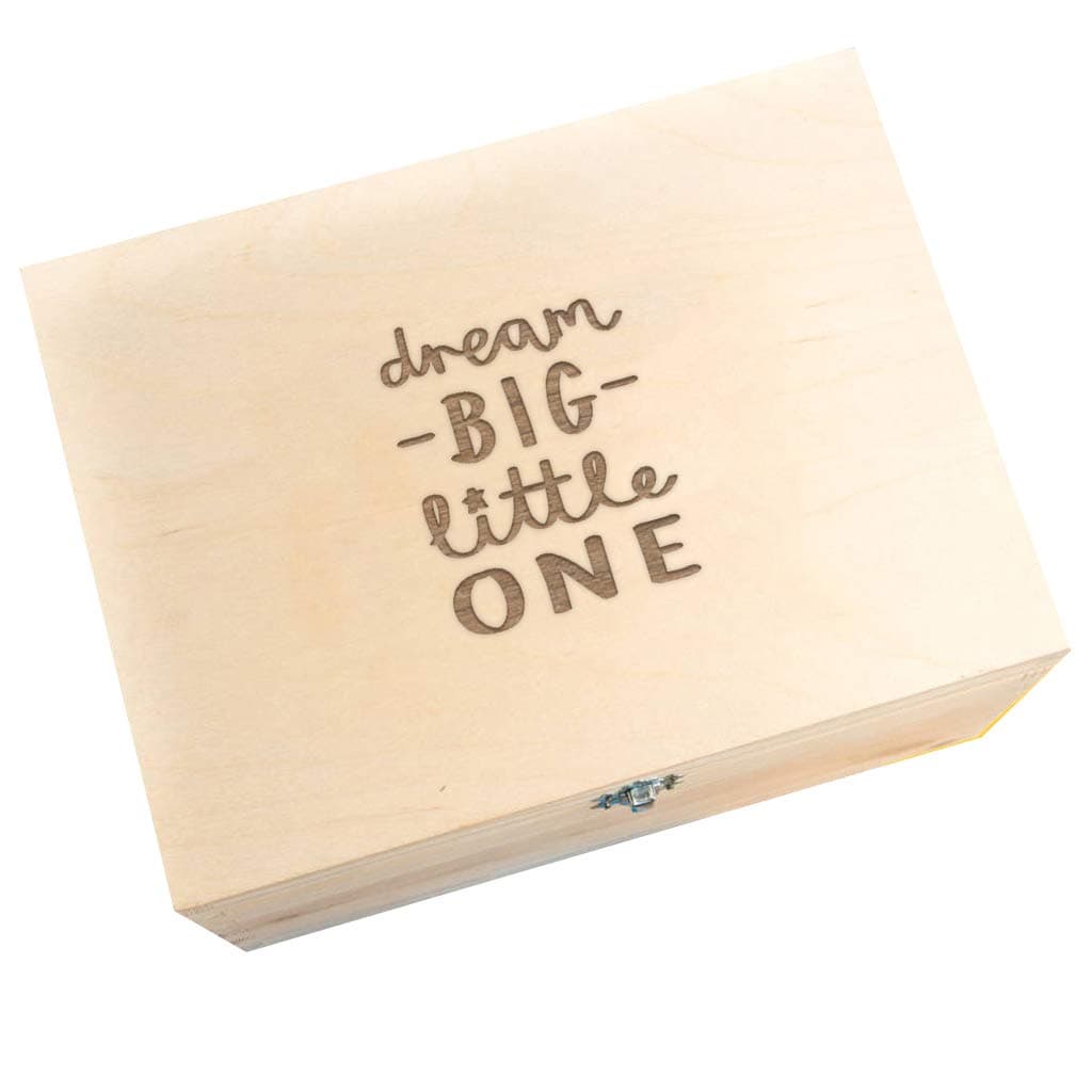 Wooden Engraved Keepsake Box/Baby Keepsake Memory Box/Engraved Gifts for New Parents/Baby’s First Christmas/Newborn Girl Boy Gifts (Dream Big Little One)