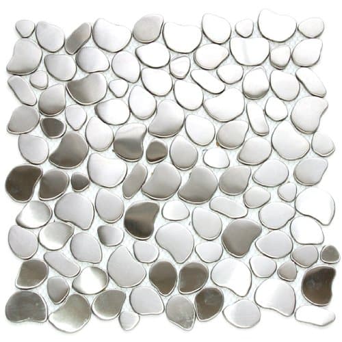 River Rock Pattern Mosaic Stainless Steel Metal Tile- Kitchen Backsplash/Bathroom Wall/Home Decor/Fireplace Surround