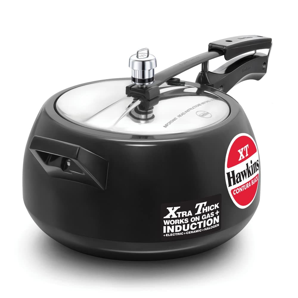 Hawkins Contura Hard Anodized Induction Compatible Extra Thick Base Pressure Cooker, Black, 5L