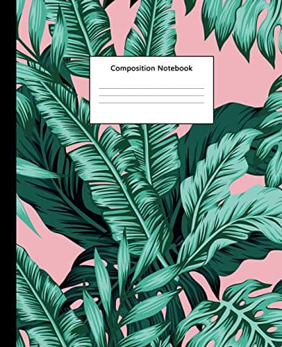 Composition Notebook: Tropical Pink Floral College Ruled Blank Lined Cute Notebooks for Girls Women Teens Kids School Writing Notes Journal (7.5 x 9.25 in)