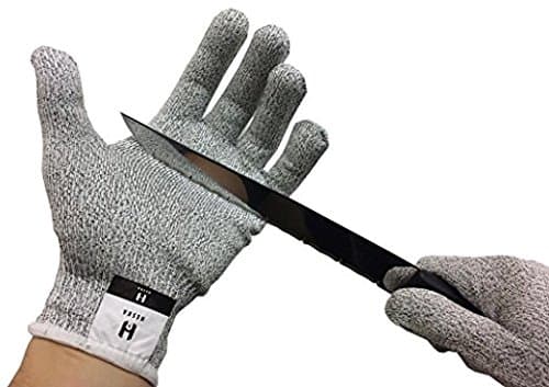 HESKA -Gloves Cut Resistant Gloves - Grey - High Performance Gloves with Level 5 Protection - Food Grade - 3 Sizes Available (Large)