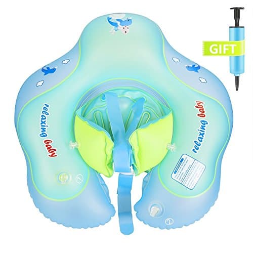 Infant Float Inflatable Toddler Infants Float Swim Ring Water Floats for Babies Baby Swim Float Baby Pool Float Anti-Flip Anti-Slip Adjustable Strap Easily Inflated Safety Pool Bathtub Float Free Pump