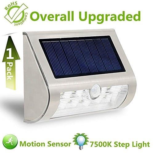 GVSHINE Overall Upgraded Solar Motion Sensor 9 LED Outdoor Step Stair Light,Wireless Waterproof Super Bright Security Wall Lamp for Patio, Yard, Garden, Pathway, Auto On/Off Dusk to Dawn - Pack of 1