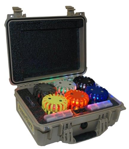 PowerFlare, PowerPack 24, Olive Drab Box, 24 Pucks MultiColor LEDs, MultiColor Shells, (24) X Batt Incl