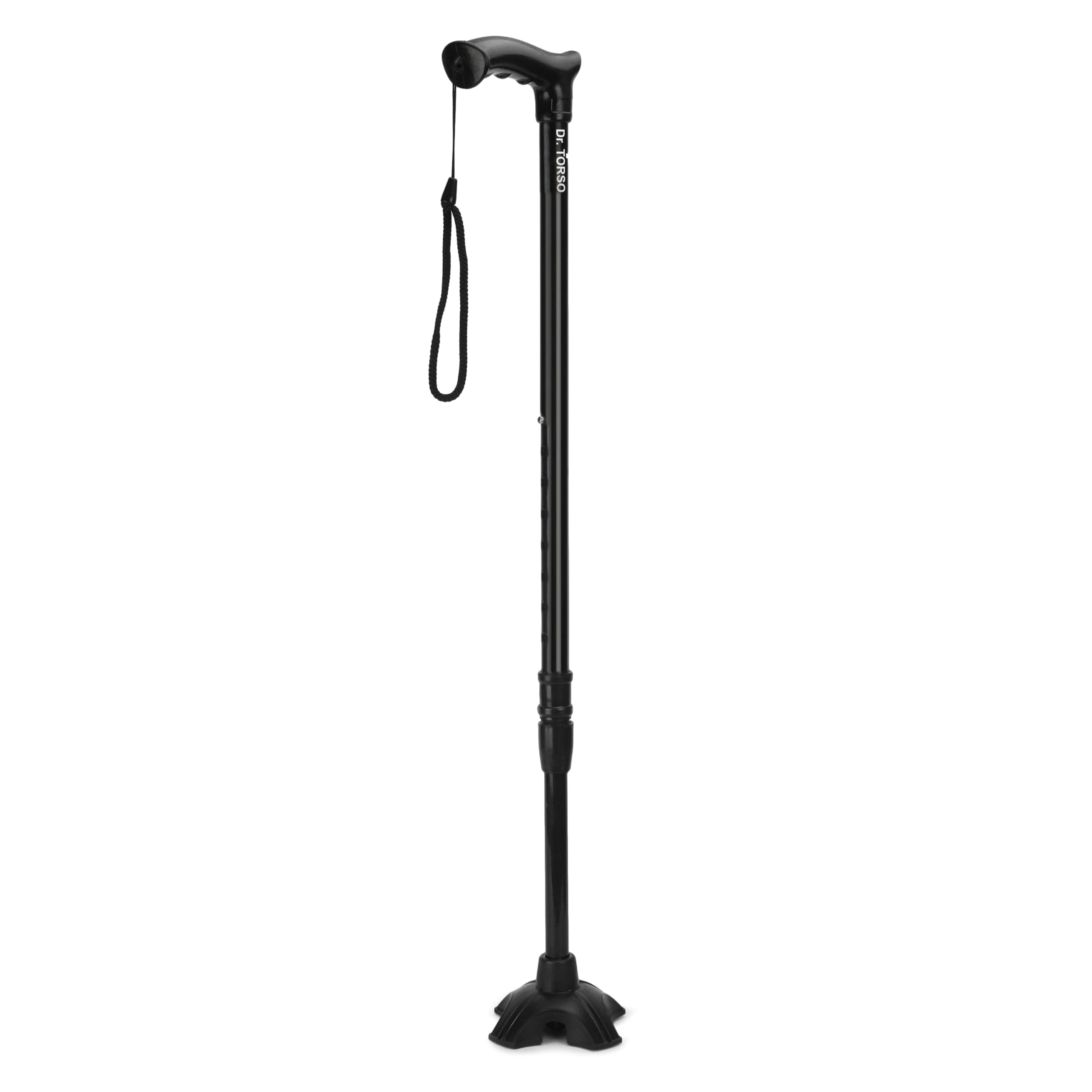 Strong Walking Stick with Adjustable Height, Mild-Steel Body, Light Weight for Men/Women, Patients, Old People (Black)