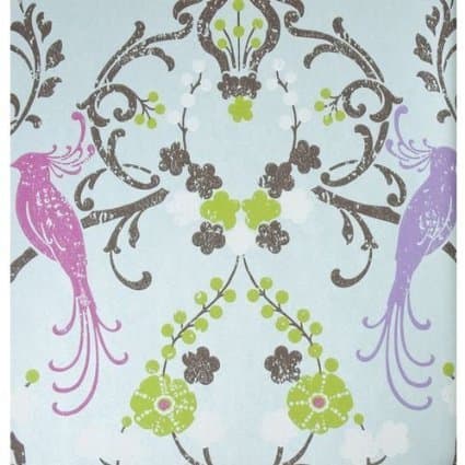 Flamenco Birds Floral Patterned Feature Wallpaper Blue Red 320721