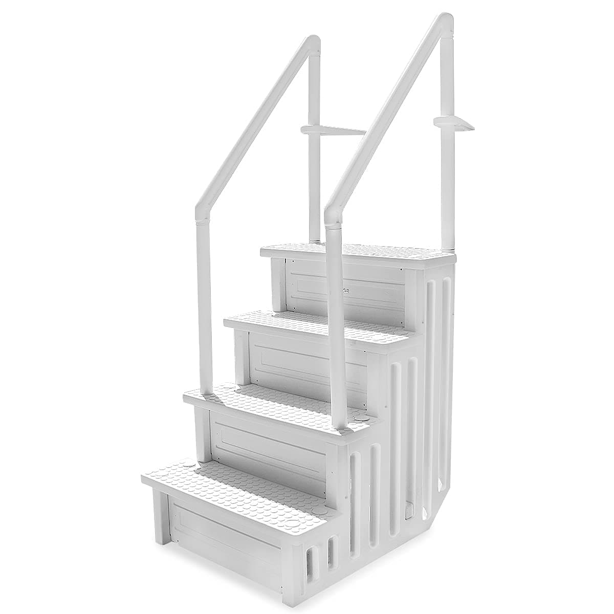 XtremepowerUS Pool Ladder 48" to 54" Above Ground Pool Step to Deck Step Ladder 4-Step Handle Slip Prevent, White