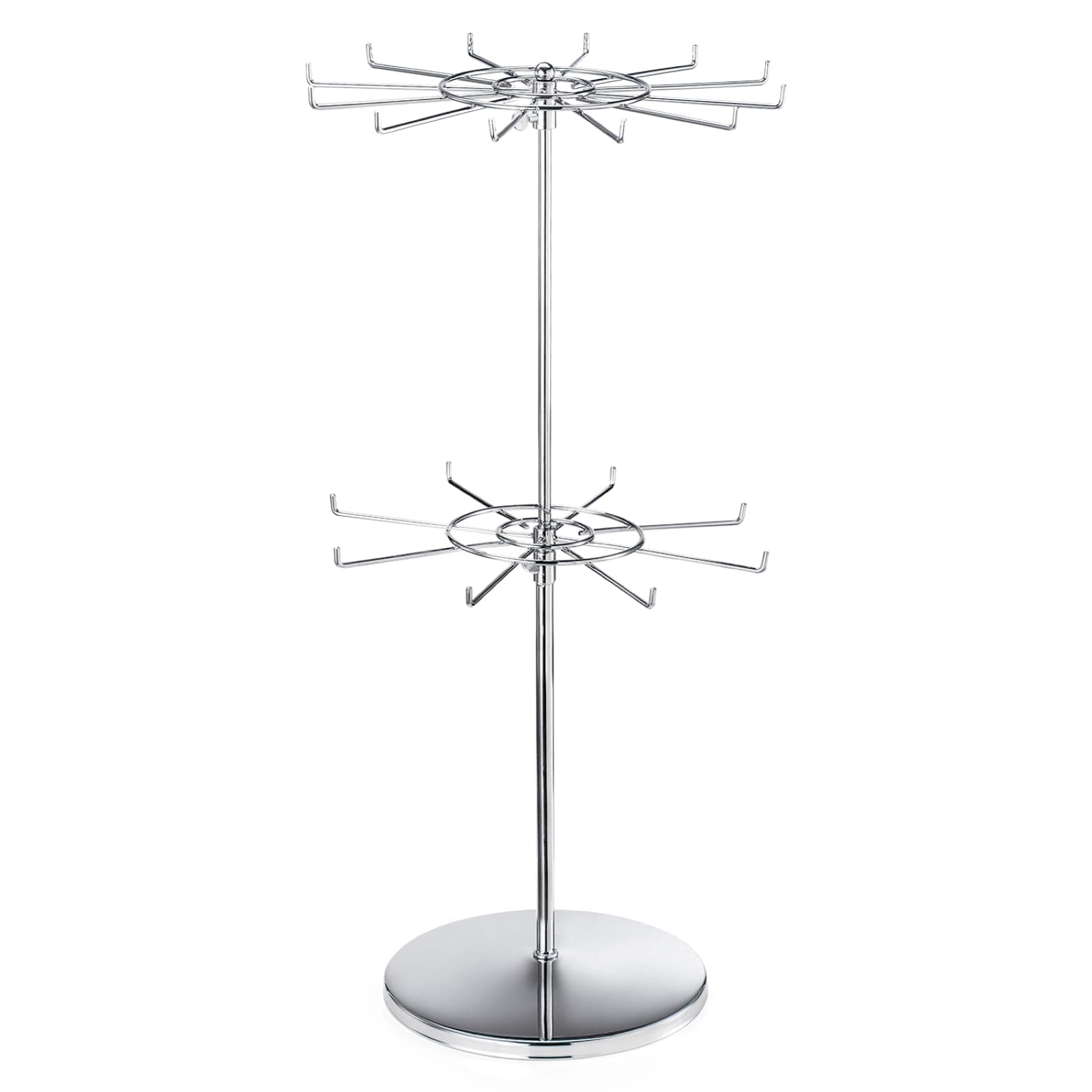 Display Rack Jewelry Display Stand Retail Display Stand 2 Tier Display Stand Height Adjustable Display Rack Rotating Display Stand for Mall,Exhibition and Retail Store(Silver)