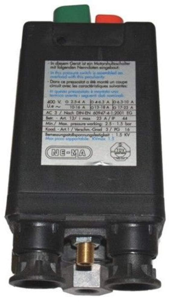 Aerotec Nema Switch 400 V 3 Way 3/8 Inch 6.3-10 A - Fitting 3-1/4 Inch 9063148 Compressed Air Pressure Switch Pack of 1