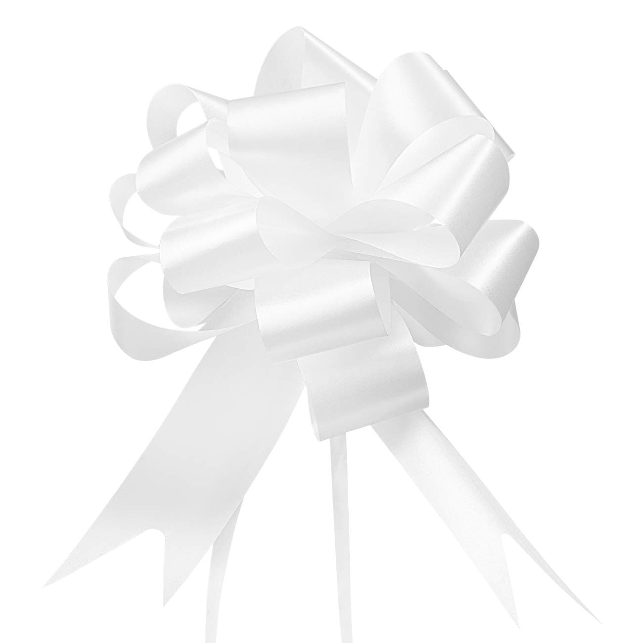 GWHOLE 60 Pcs 5'' White Ribbon Pull Bows for Gift Wraps, Wedding Decor