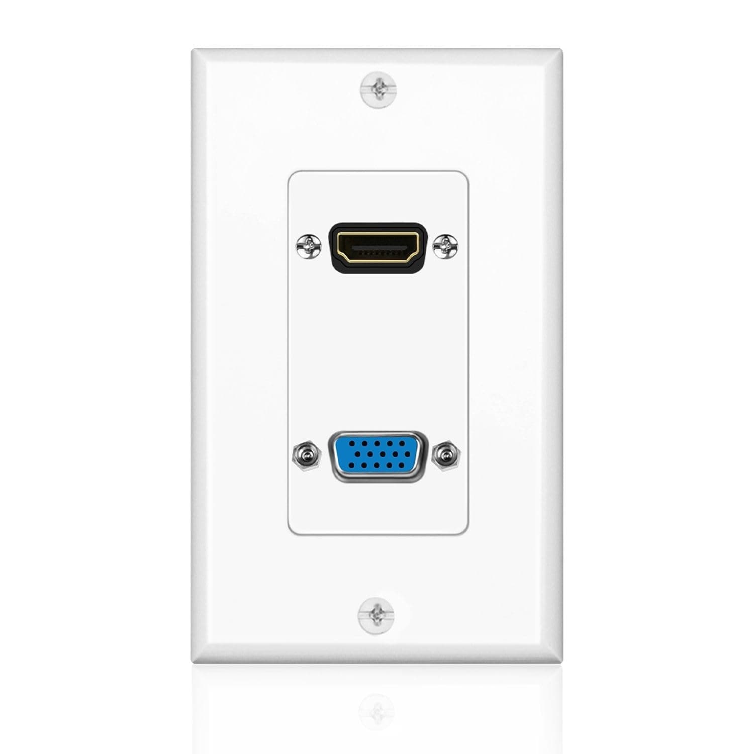 TNP HDMI + VGA Wall Plate Port Jack 4k UHD ARC/eARC Ethernet Pass-Thru Full HDCompatible & VGA Composite Audio Video Wall Face Plate Panel Outlet Cover