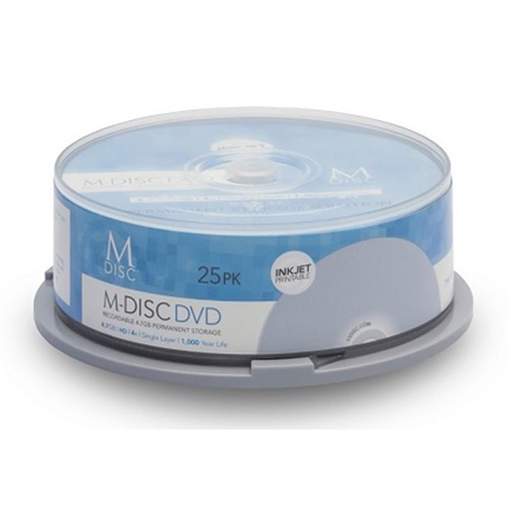 50 Pack Millenniata M-Disc DVD 4.7GB 4X HD White Inkjet Printable 1000 Year Permanent Data Archival / Backup Blank Media Recordable Disc