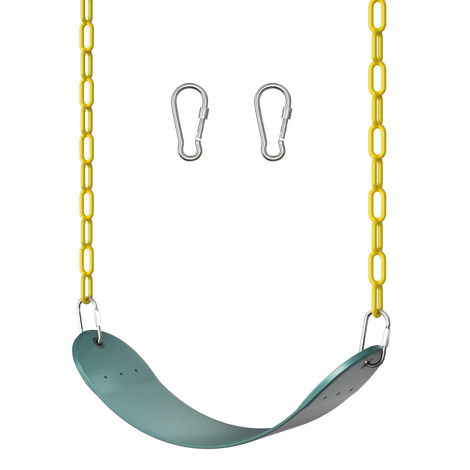 EVA Soft Plastic Swing Set, AGPTEK Swing Seat with 66 Inch Heavy-Duty Rust-Resistant Chains, Suitable for Kids and Adults up to 250 lbs for Outdoors, Playground, Jungle & Gym(Green)