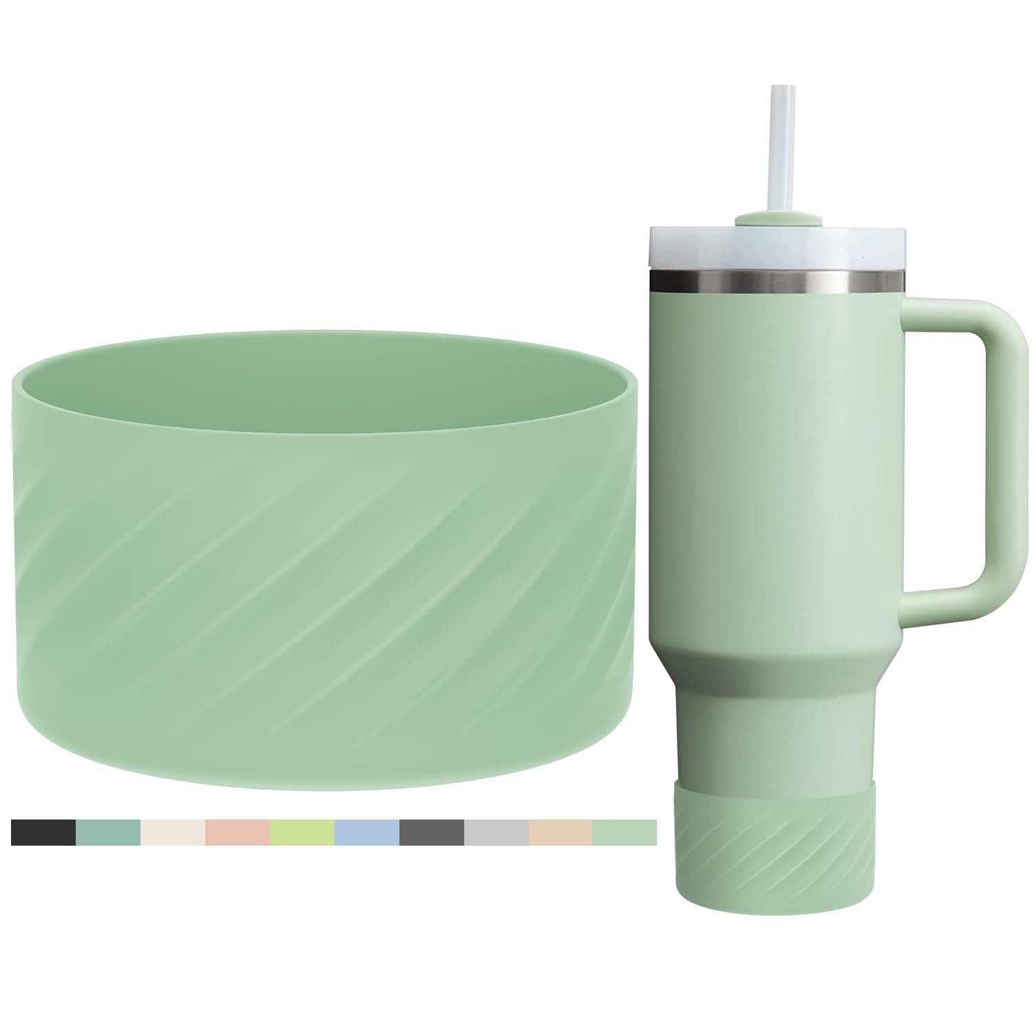 Protective Silicone Boot for Stanley Quencher H2.0 40 oz & IceFlow Flip 20 oz 30 oz and hydroflask 12-24 oz, Anti-Slip Bottle Bottom Sleeve Cover