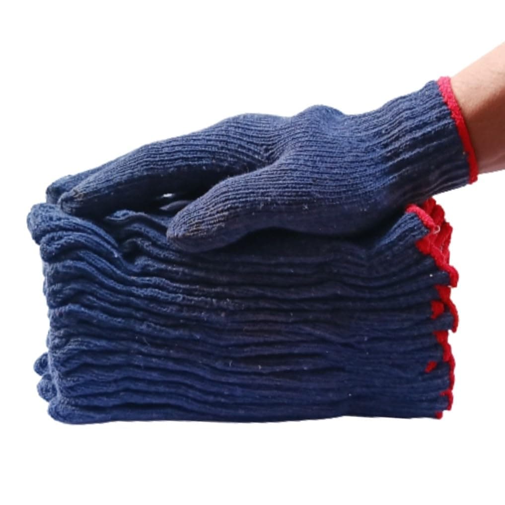 - Soft Cotton Knitted Safety Protection Grip Work Gloves for Painter Machanic Industrial Warehouse Gardening Unisex Industry Protect Knitted Cotton Work Gloves (BLUE KNITTED-5, PACK OF 5 PAIR)