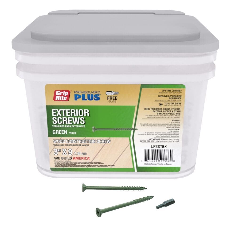 PrimeGuard Plus No. 9 Wire X 3 in. L Green Star Flat Head Deck Screws 25 lb 1 pk