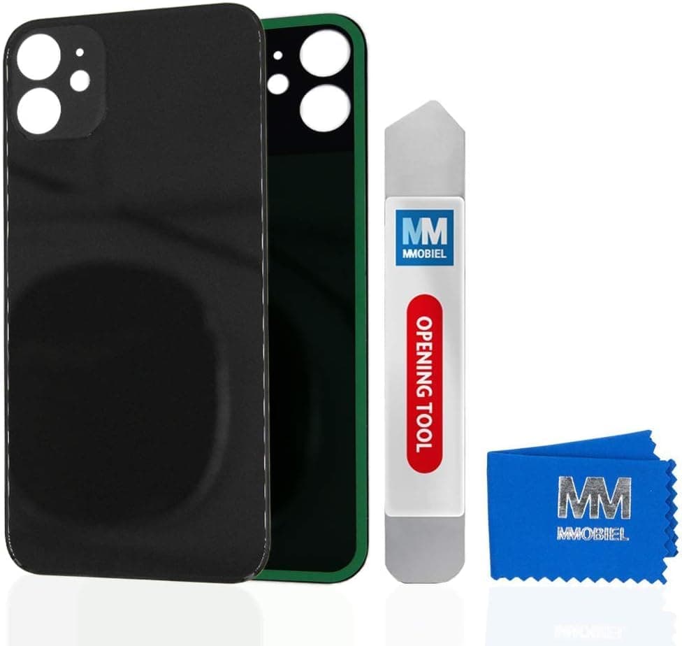 MMOBIEL Back Cover Battery Door Compatible with iPhone 12-6.1 inch Black Incl Openingtool and Adhesive