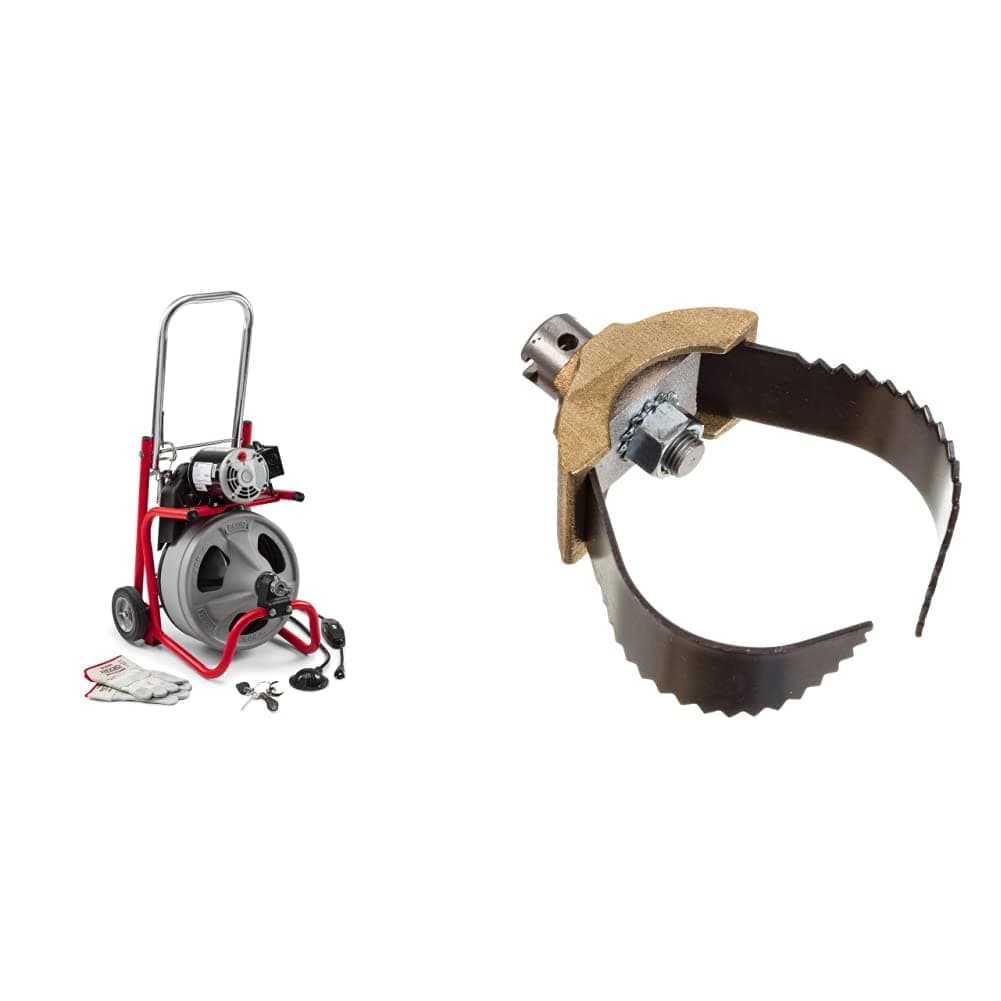 RIDGID 26998 Model K-400 Drain Cleaning 120-Volt Drum Machine Kit with C-45IW 1/2" x 75' Cable & 52822 Model T-232 H-D 3""C" Cutter Cable Coupling Drain Cleaning Tool