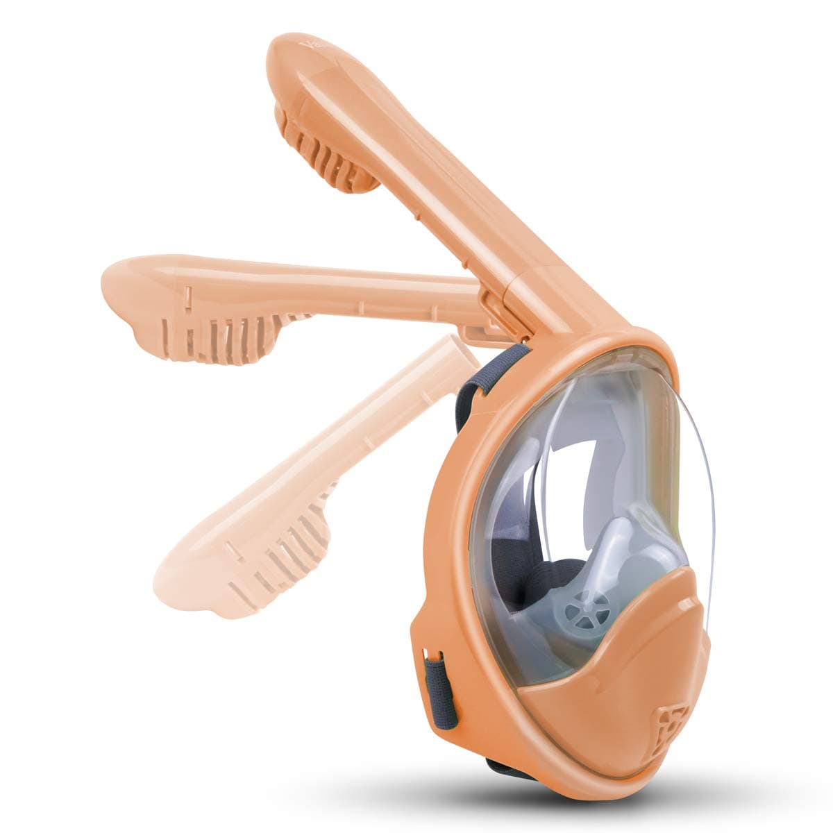 Vaincre 180° Foldable Full Face Snorkel Mask with Panoramic View Anti-Fog,Anti-Leak with Adjustable Head Straps-See Larger Viewing Area Than Traditional Masks (Foldable Beige, Extra Small for Kids)