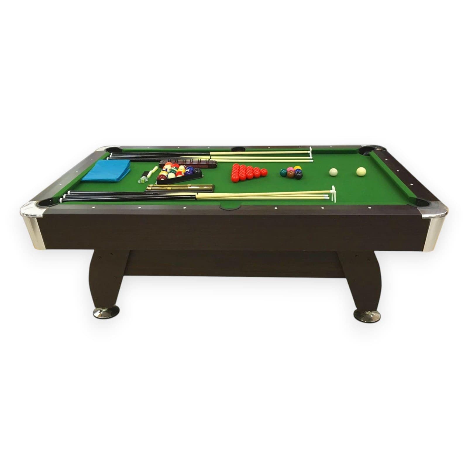 SIMBASHOPPING 7 Foot Pool Table Modern Billiard Table with Green Felt, Ball Return and Accessories - Green Season