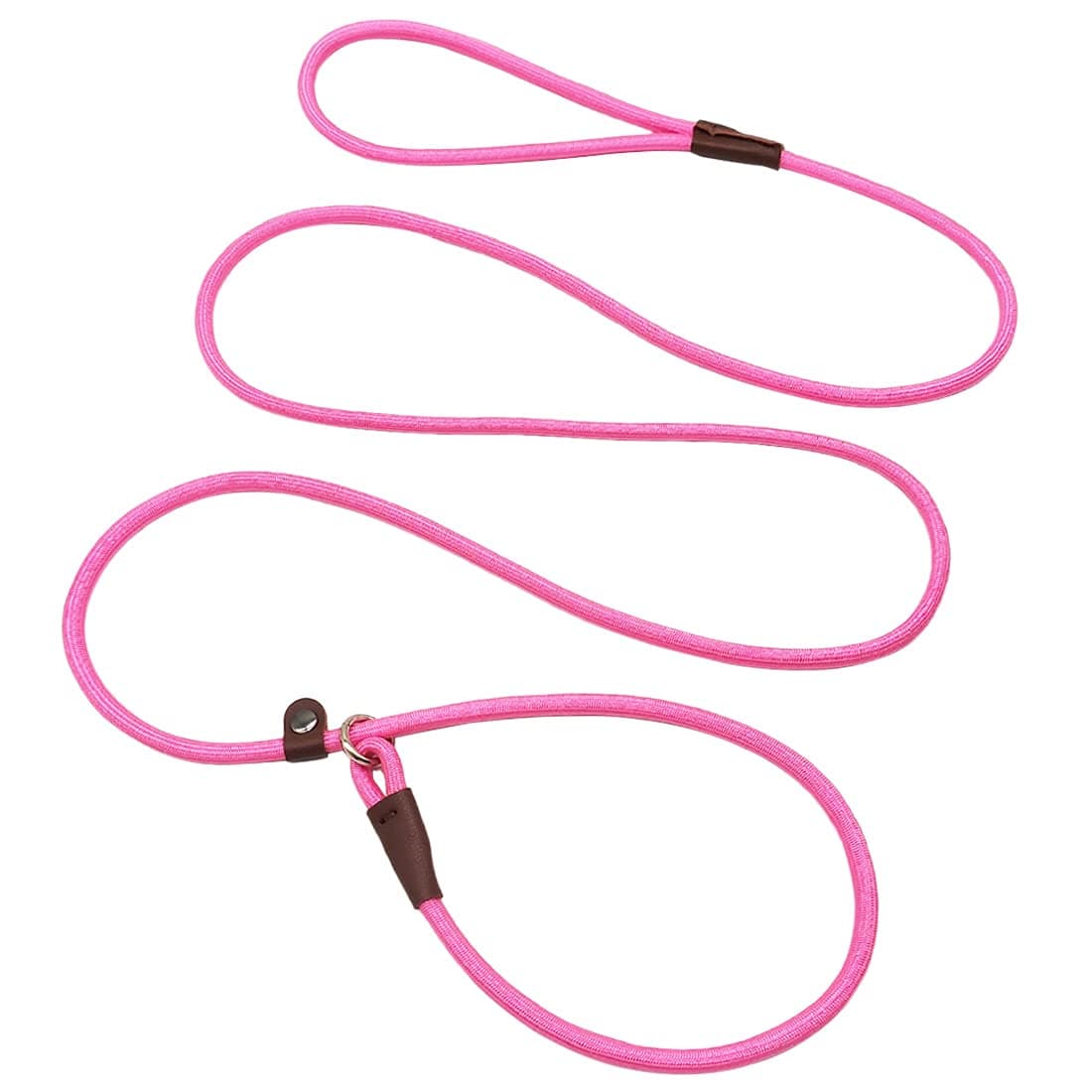 MayPaw Slip Lead Control Leash for Dogs No Pull, 13+ Colors Classic Dog Lead 7FT Pet Slip Leash, 1/4” Rope Leashes for Small Medium Animals (7ft*1/4", Pink)