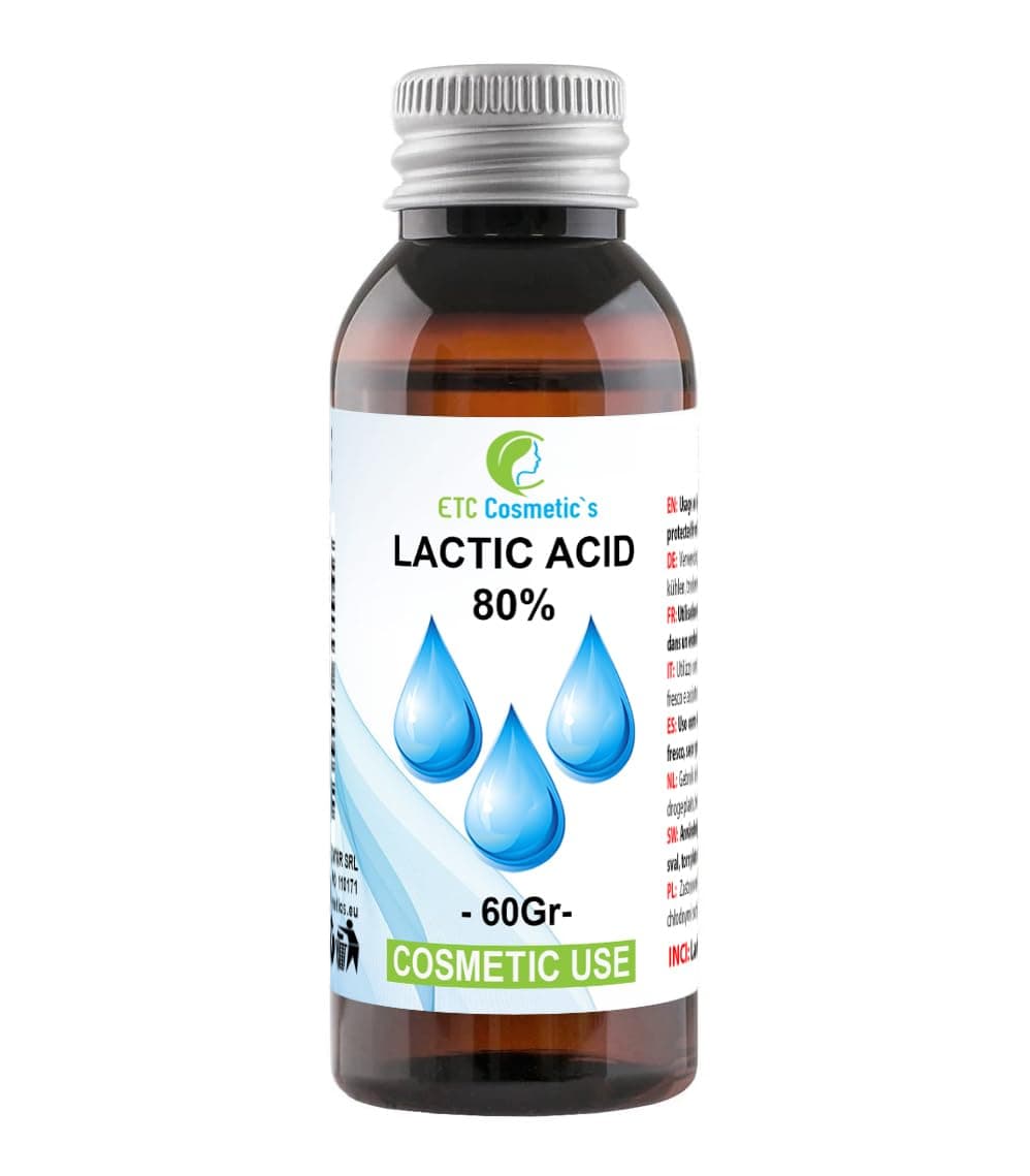 LACTIC ACID 80% PEEL - 60 gr - pH control, skin, body and hair care, peeling, rejuvenation and lightening treatments, keratolytic, exfoliates skin