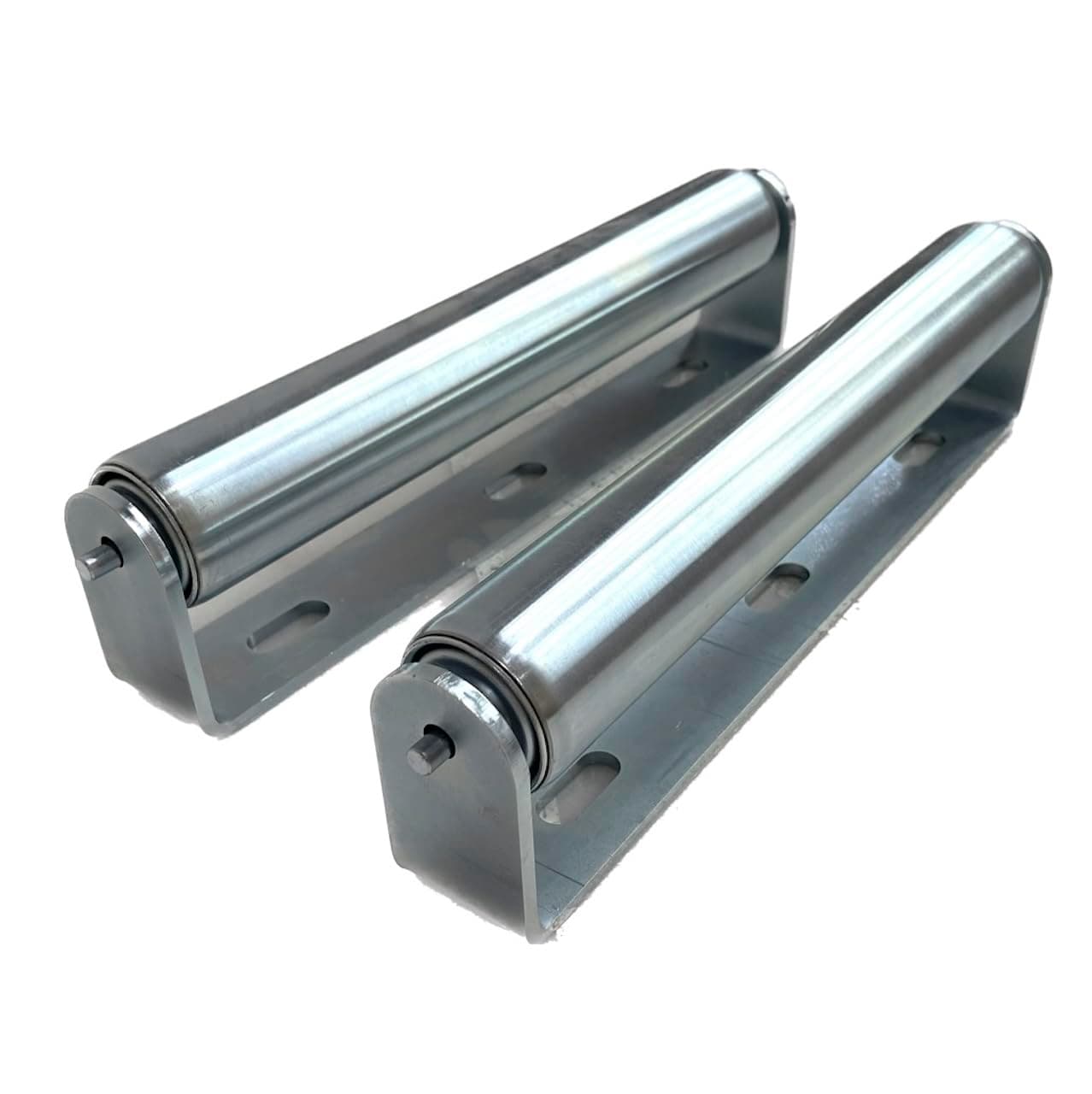 Coyote Set of 2 Galvanized Steel Long Rollers and Brackets - 1.5"Ø 10"BF Heavy Duty conveyor Rollers for Stand, Table Saw, Woodworking, Fence