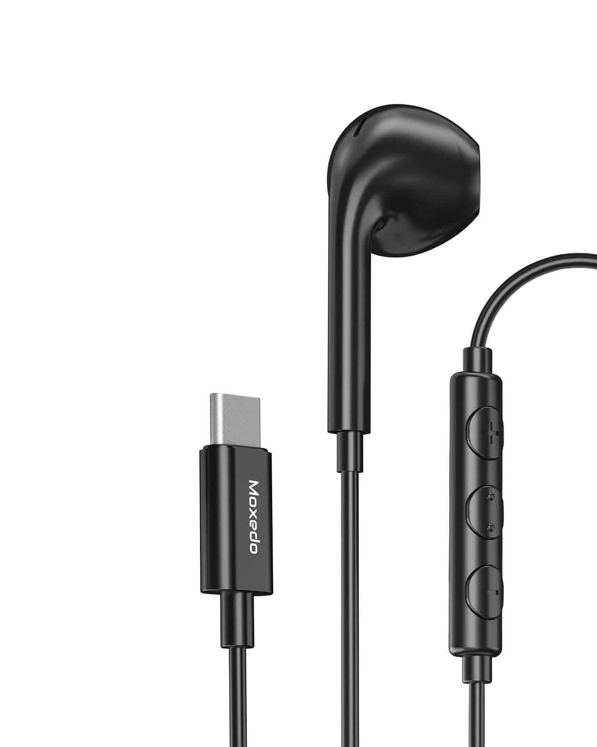 Mono Stereo Earphone USB Type-C Connector Earphone with In-Line Remote, Built-in Microphone for iPhone 16/15/ Ipad Pro/Macbook/Samsung Galaxy S24 Ultra/S21 Ultra/HUAWEI Pura 70/Mate 30 (Black)