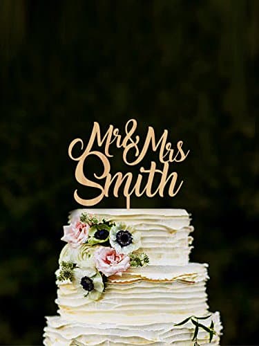 Custom Mr & Mrs cake toppers for wedding, name cake topper, rustic wedding cake topper, personalised mr and mrs cake topper, gold topper