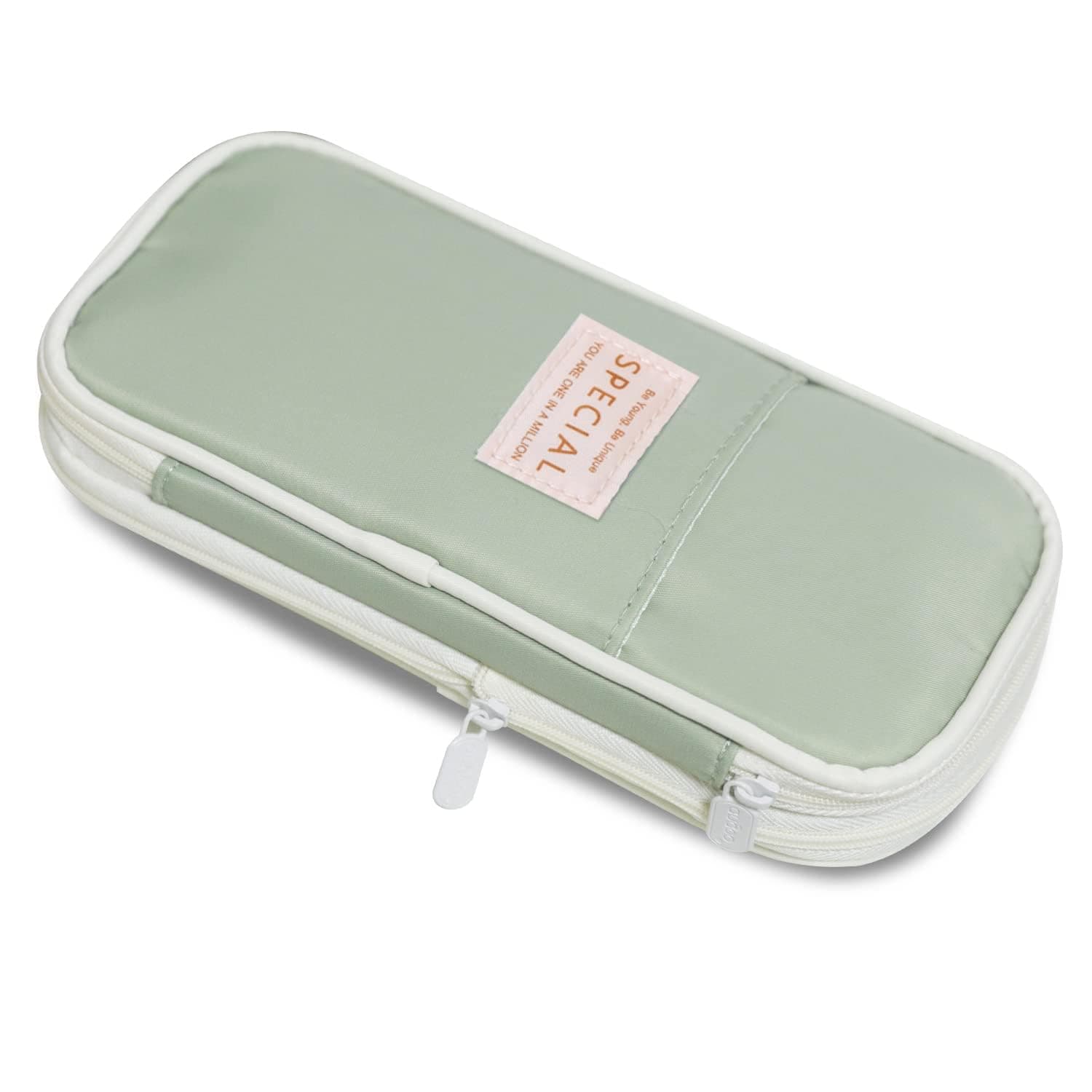 WAFJAMF Large Capacity Pencil Box with Zipper Big Storage Bag Pouch Holder Box Organizer for Office Travel - Light Green