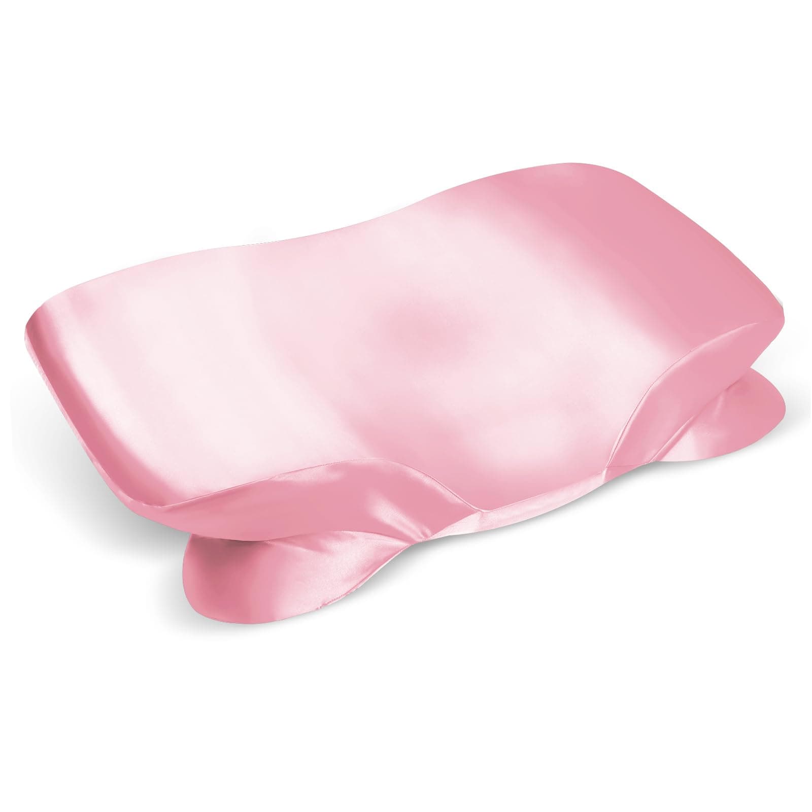 Satin Pillowcase for Cervical Pillow, Ergonomic Case, Smooth & Silky Soft Sleeping Pillowcase, Pink Pillow Cover with Zipper