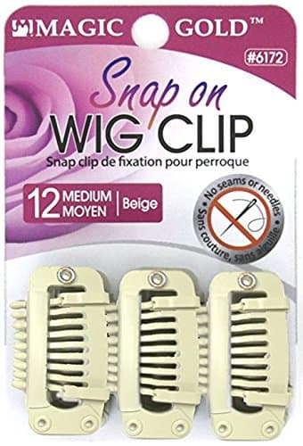 Gold Magic " " Snap On WIG CLIP No Seams or Needles (12pcs. Beige)