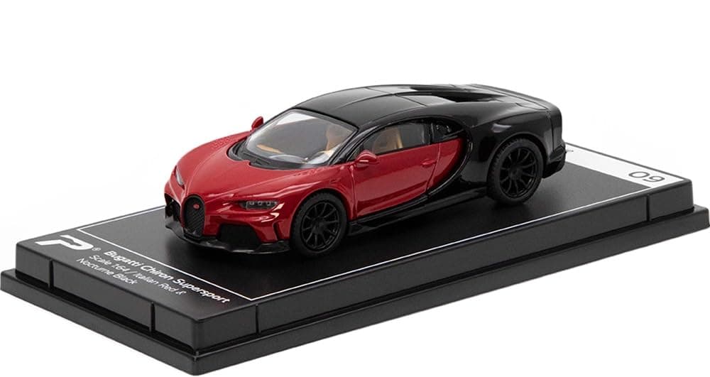 PosterCars 1:64 Die-Cast Scale Bugatti Chiron Supersport Italian Red & Nocturne Black Hypercar League Collection