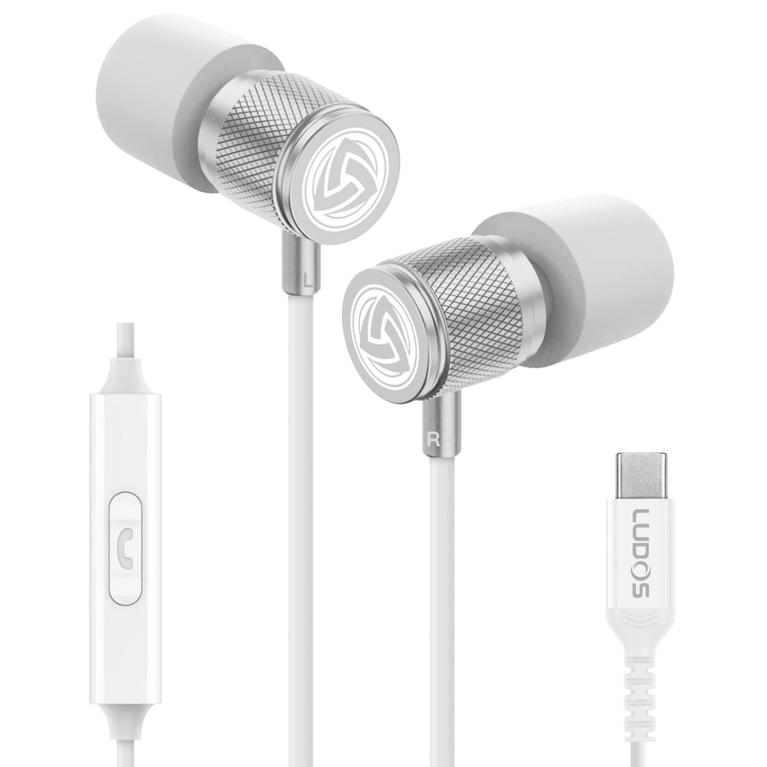 – ULTRA USB C Headphones for iPhone 16 15 Pro Max Plus iPad Pro, 5 Years Warranty, Magnetic USB-C Earbuds for Samsung Galaxy S24 S23 Ultra S22 S21 FE S20 A55 A54 A53, USB Type C Earphones - White