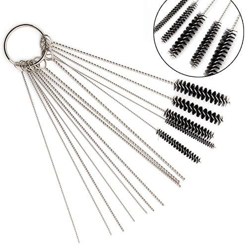 Seiddons Carburetor Carbon Dirt Jet Cleaner Tool Kit 10 Cleaning Needles with 5 Brushes