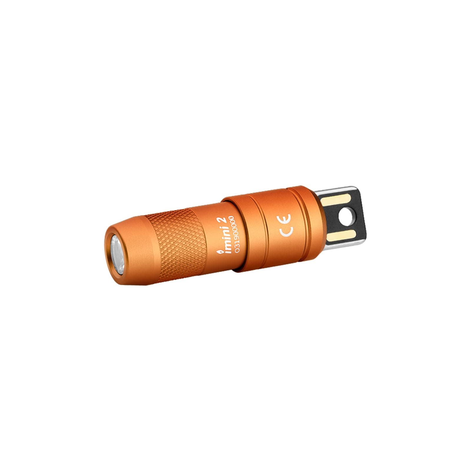 IMINI 2 Keychain Light 50 Lumens EDC Rechargeable Mini Torch, Magnetic Base Lamp with Integrated USB Plug, High Performance Compact LED Flashlight for Daily Carry (Orange)