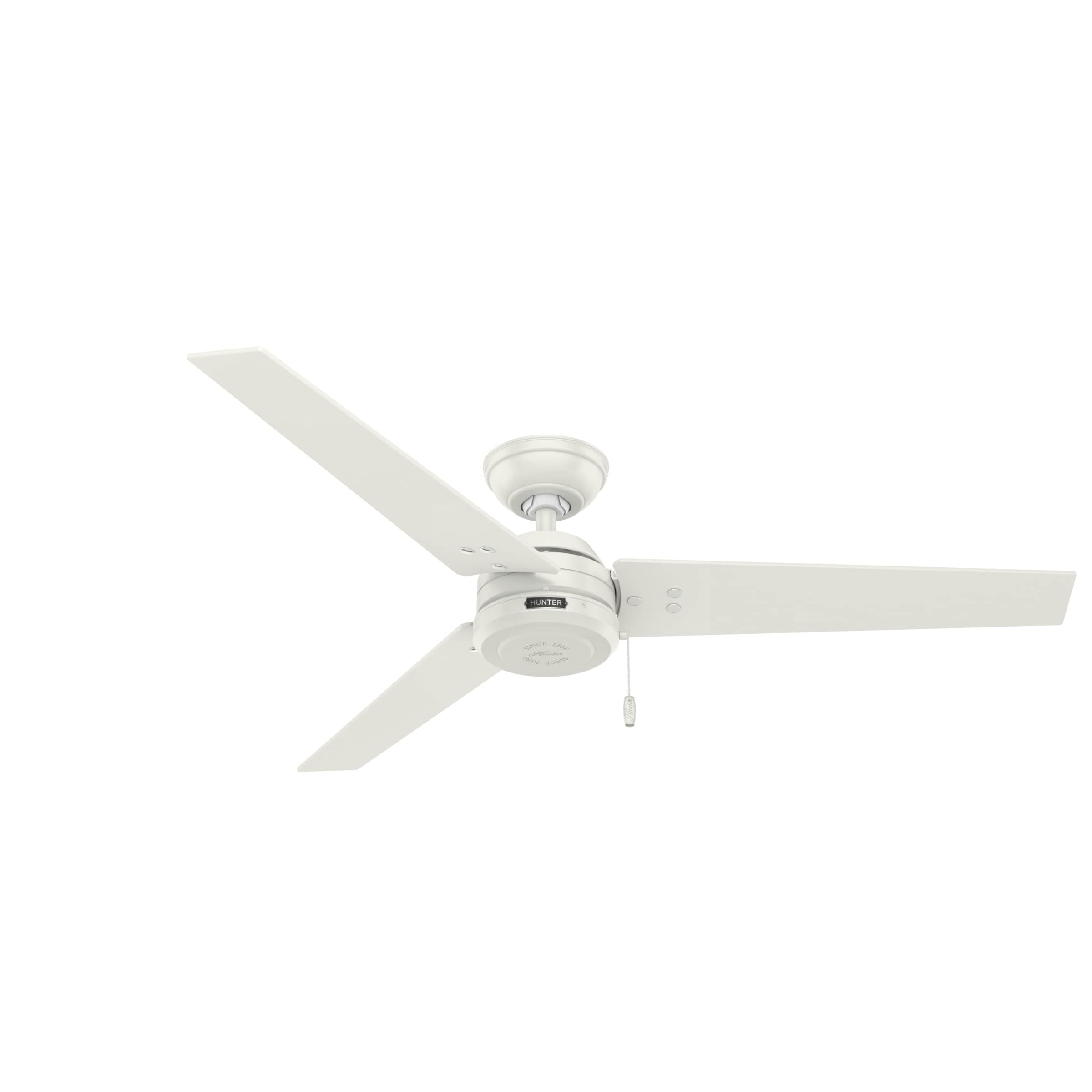 Fan Cassius Indoor/Outdoor Ceiling Fan with Pull Chain Control, Metal, Fresh White Finish, 52 Inch