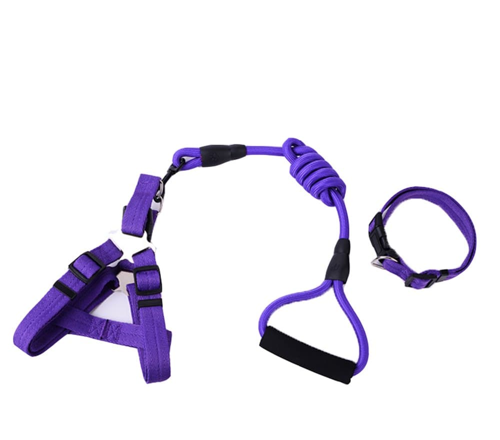 Deyou Dog Leash Harness,Durable Safe Adjustable Strong Nylon Rope Dog Leash And Collar Set Lead With Comfortable Foamed Handle Great For Walking Climbing Training