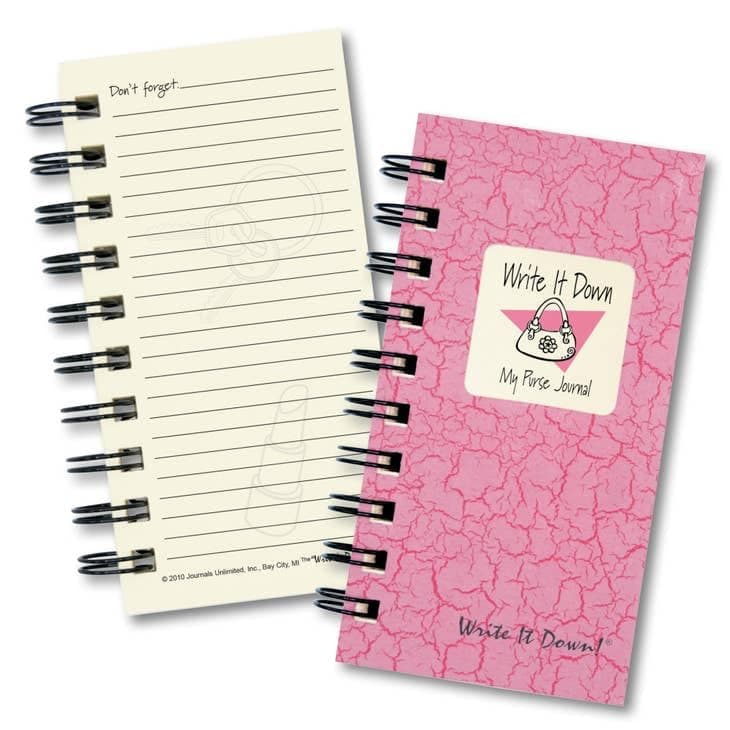 Write it Down series by Journals Unlimited, Guided Journal, My Purse Journal, Mini-Size 3”x5.5”, Pink Hard Cover, Made in USA