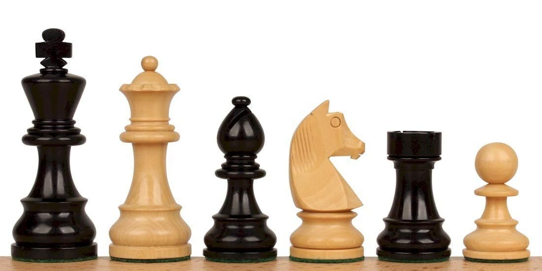 German Knight Staunton Chess Set with Ebonized & Boxwood Pieces - 2.75" King