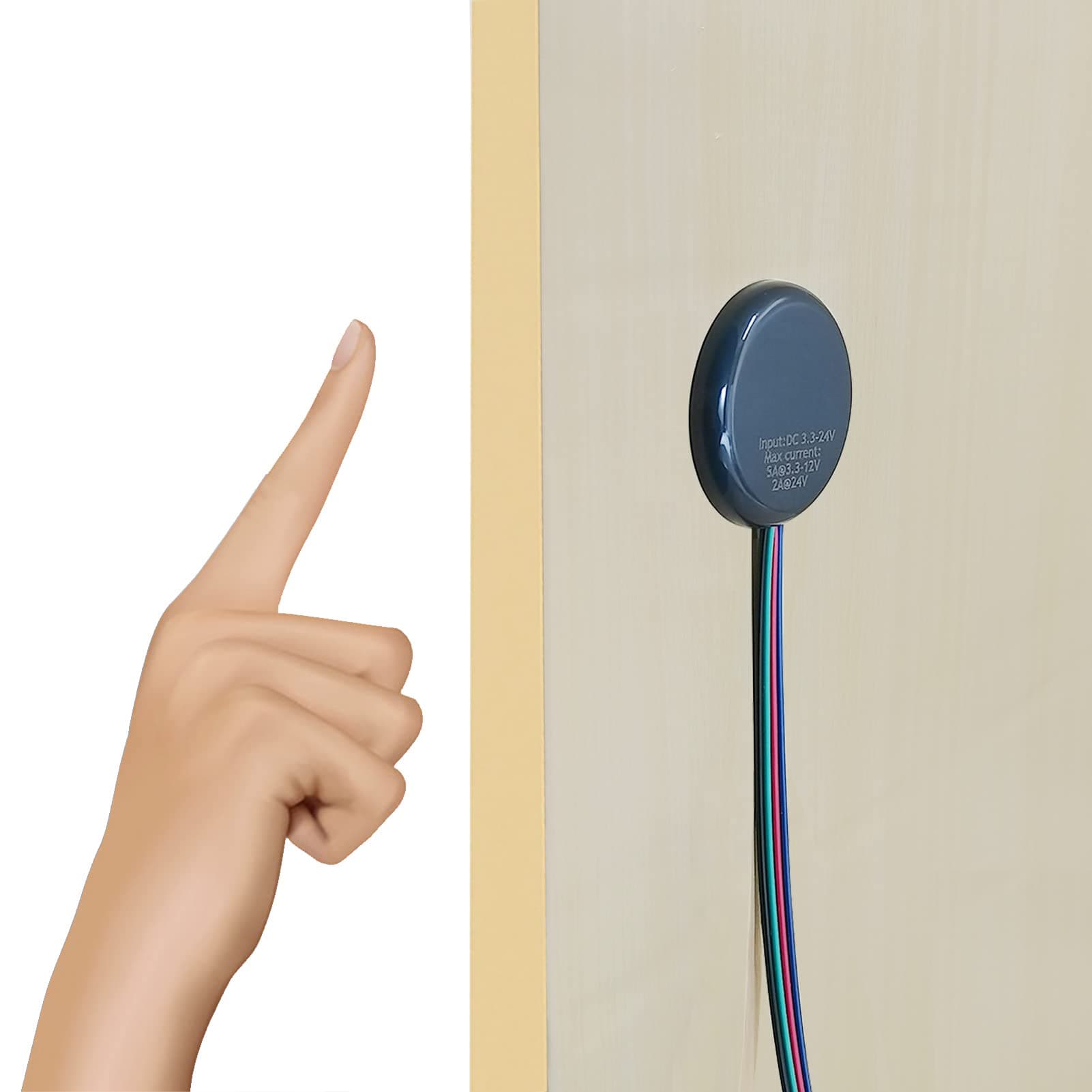 Concealed 12V LED Touch Dimmer Switch, DC 3.7-24V 72W Touch Sensor Stepless Dimming Switches for LED Strip Lights, Penetrable Wood, Stone, Glass and More, No Hole Required (Dark Grey)