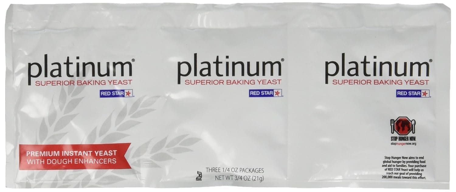 Red Star Platinum Premium Instant Yeast with Dough Enhancers - Three 1/4 oz Packages per Sleeve (Two Sleeves for Total of 6 pkgs)